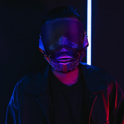 Punk Mask For Adults, Futuristic Mask, 2 Wearable Styles, Ideal For Cosplay Halloween Mask, Music Party