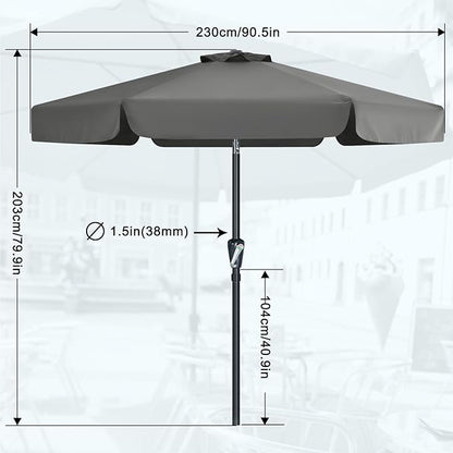 MASTERCANOPY Valance Patio Umbrella for Outdoor Table Market (7.5ft, Dark Gray)