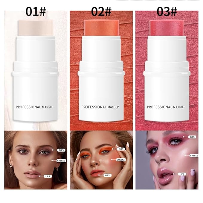 Orange Cream Blush Stick for Cheeks, Waterproof Face All Skin