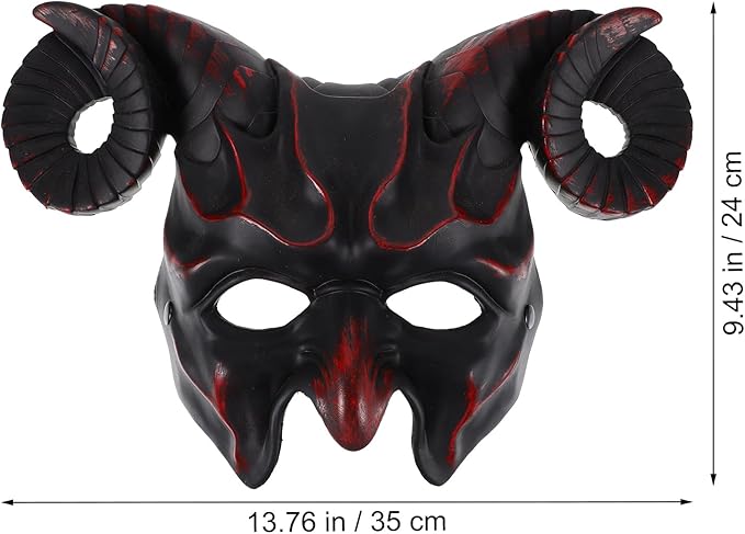 Gadpiparty Devil Goat Skull Mask Ox Ram Horns Monster Animal Half Face Halloween Masquerade Mask Cosplay Props for Adults