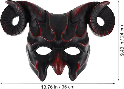 Gadpiparty Devil Goat Skull Mask Ox Ram Horns Monster Animal Half Face Halloween Masquerade Mask Cosplay Props for Adults