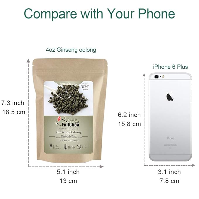 FullChea - Ginseng Oolong Tea - Oolong Tea Loose Leaf - Imperial Ginseng Tea - Natural Ren Shen with Unique Aroma and Taste 4oz / 113g