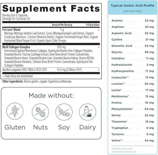 Ancient Nutrition Advanced Collagen Protein Lean with Probiotics, Hydrolyzed Collagen Peptides Supports Healthy Weight Loss* and Fat Loss*, 90 Count