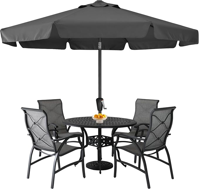ABCCANOPY Patio Umbrella 10ft, Outdoor Table Umbrella with Push Button Tilt and Crank, 8 Ribs Umbrella for Patio Pool Garden Deck (Dark Gray)