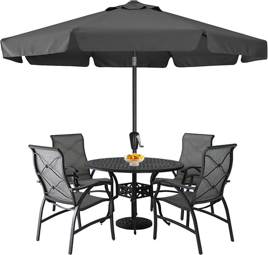 ABCCANOPY Patio Umbrella 10ft, Outdoor Table Umbrella with Push Button Tilt and Crank, 8 Ribs Umbrella for Patio Pool Garden Deck (Dark Gray)