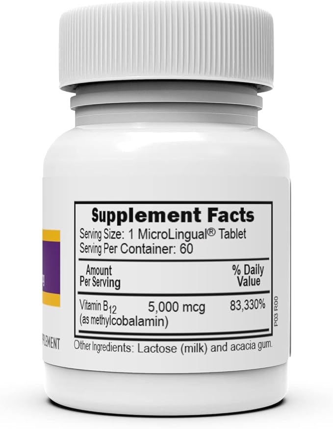Superior Source No Shot Methylcobalamin B-12 5000 mcg - Vitamin B-12 to Support Energy Production, Brain Health & Overall Wellness - Sublingual Tablets for Fast Absorption - 60 Dissolving Tablets