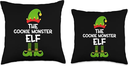 The Cookie Monster Elf for Matching Family Christmas Throw Pillow, 16x16, Multicolor