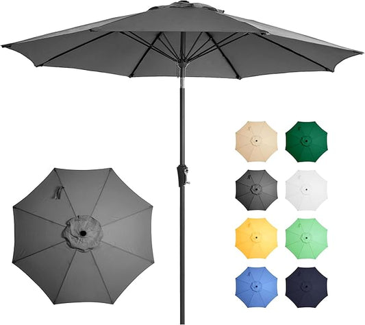 Ayge 9FT Large Outdoor Patio Umbrella Market Table Umbrella-UV Resistant, Easy Push Button Tilt and Crank, 8 Sturdy Fiberglass Ribs Heavy-Duty Pool Umbrella for Deck, Backyard,Garden