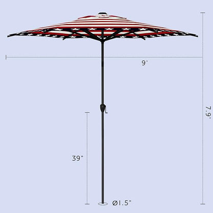Abba Patio 9FT Lyon Outdoor Patio Umbrella Outdoor Table Umbrella with Push Button Tilt and Crank Market Umbrella 6 Sturdy Ribs UV Protection Waterproof for Garden Deck Backyard Pool, Star-Spangled