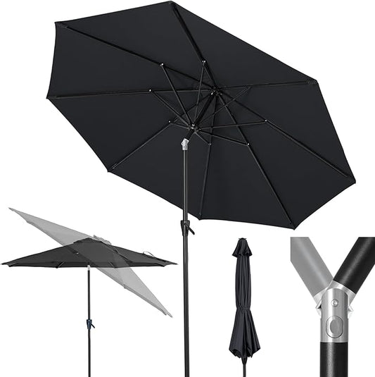 Tempera Patio Market Outdoor Table Umbrella with Push Button Tilt and Crank,Large Sun Umbrella with Sturdy Pole&Fade resistant canopy,Easy to set