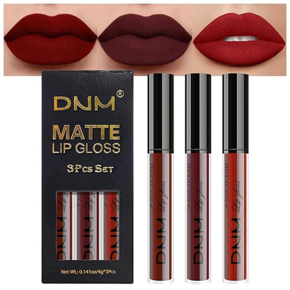 evpct 3Pcs Dark Red Deep Red Oxblood Red Matte Liquid Lipstick Lip Stain Sets for Women Matte+Lipstick Long Lasting Permanent 24 hr Hours Magic Lipstick 24 Hours original Waterproof 26