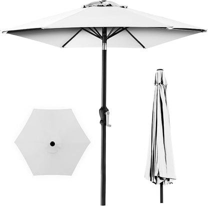 Best Choice Products 10ft Outdoor Steel Polyester Market Patio Umbrella w/Crank, Easy Push Button, Tilt, Table Compatible - White