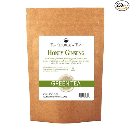 The Republic of Tea Honey Ginseng Green Tea, 250 Tea Bags, Relaxing Chinese Green Tea Gourmet Blend