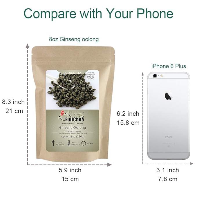 FullChea - Ginseng Oolong Tea - Oolong Tea Loose Leaf - Imperial Ginseng Tea - Natural Ren Shen with Unique Aroma and Taste 8oz / 226g
