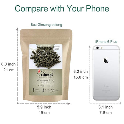 FullChea - Ginseng Oolong Tea - Oolong Tea Loose Leaf - Imperial Ginseng Tea - Natural Ren Shen with Unique Aroma and Taste 8oz / 226g