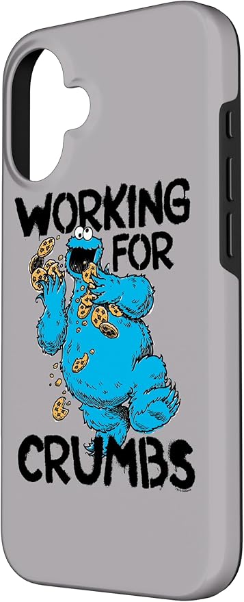 iPhone 16 Sesame Street Cookie Monster Working for Crumbs Case