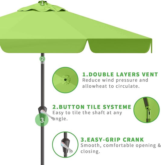 9FT Patio Umbrella Table Market Umbrella w/Tilt and Crank Outdoor Umbrellas for Garden, Deck, Backyard, Pool and Beach, Apple Green