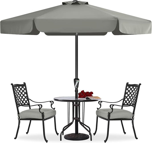 ABCCANOPY 7.5ft Patio Umbrella, Outdoor Table Umbrella with Push Button Tilt and Crank, Market Umbrella for Patio Pool Garden Deck (Light Gray)