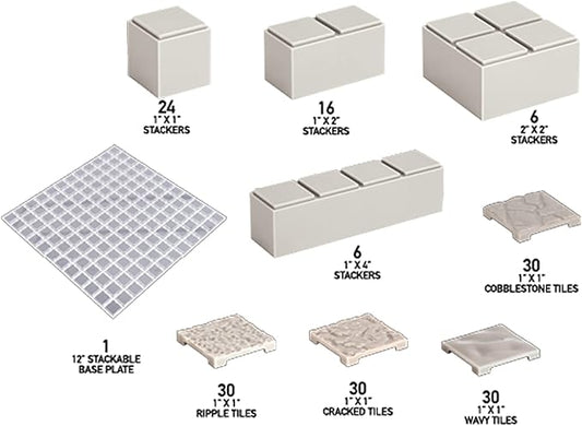 Monster Adventure Terrain - 173pc Paintable Core Building Set w Baseplate- Fully Modular & Stackable 3-D Tabletop World Builder Compatible w DND Dungeons Dragons, Pathfinder, All RPG Games, Gift