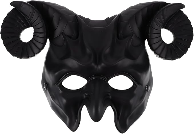 Gadpiparty Devil Goat Skull Mask Ox Ram Horns Monster Animal Half Face Halloween Masquerade Mask Cosplay Props for Adults