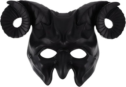 Gadpiparty Devil Goat Skull Mask Ox Ram Horns Monster Animal Half Face Halloween Masquerade Mask Cosplay Props for Adults