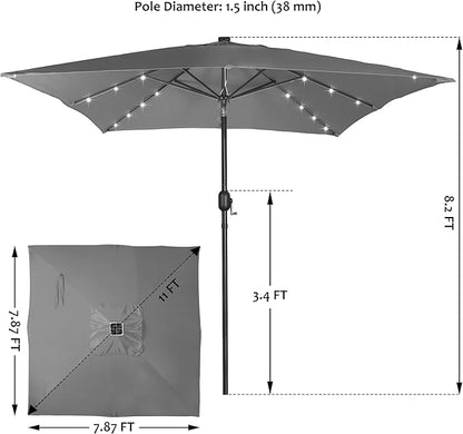 Blissun Rectangular Patio Umbrella, Table Market Umbrella with Tilt and Crank, Outdoor Umbrella for Garden, Deck, Backyard, Pool and Beach