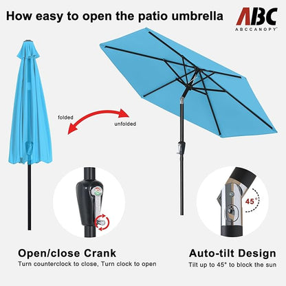 ABCCANOPY 7.5FT OutdoorPatio Umbrella, UV Protection Table Umbrella w/Crank for Easy Set Up, Suitable for Garden, Lawn, Deck & Backyard (Turquoise)