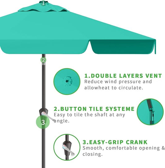 10FT Patio Umbrella Table Market Umbrella w/Tilt and Crank Outdoor Umbrellas for Garden, Deck, Backyard, Pool and Beach, Cerulean