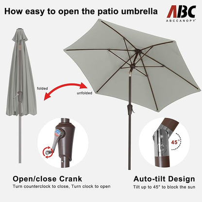 ABCCANOPY 7.5FT OutdoorPatio Umbrella, UV Protection Table Umbrella w/Crank for Easy Set Up, Suitable for Garden, Lawn, Deck & Backyard (Gray)