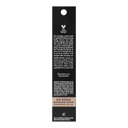 e.l.f. No Budge Shadow Stick, Long-Lasting Cream Eyeshadow Stick For High-Pigment, Metallic Color, Vegan & Cruelty-Free, Champagne Crystal