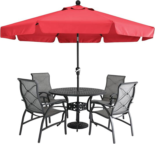 MASTERCANOPY Valance Patio Umbrella for Outdoor Table Market -8 Ribs (9ft, Red)