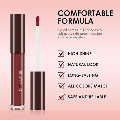 Hydrating Lip Glow Oil, Plumping Lip Oil, Tinted Lip Plumper Gloss,Younger-Looking Lips | Nourishing Long Lasting Non-Sticky Hydrating & Smoothing Lip Treatment Cruelty Free 11#