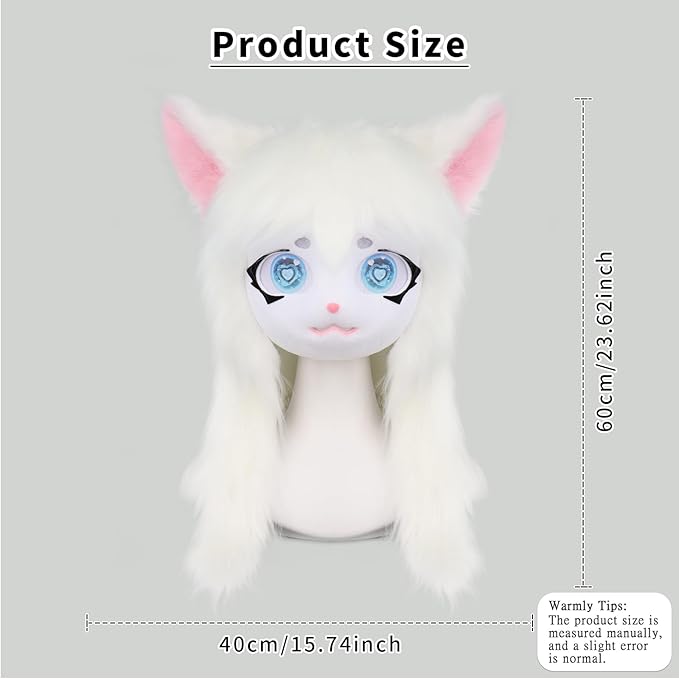 JUNBOON Furry Animal Headgear Beast Full Head Mask Headwear Doll Cosplay Costume Halloween Fursuit