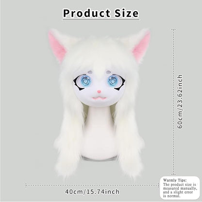JUNBOON Furry Animal Headgear Beast Full Head Mask Headwear Doll Cosplay Costume Halloween Fursuit