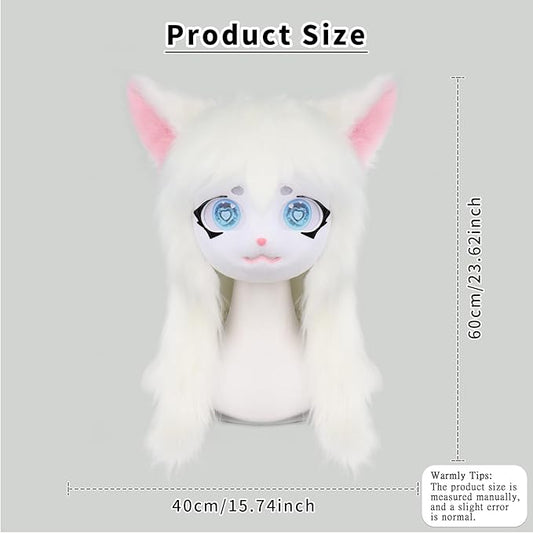 JUNBOON Furry Animal Headgear Beast Full Head Mask Headwear Doll Cosplay Costume Halloween Fursuit