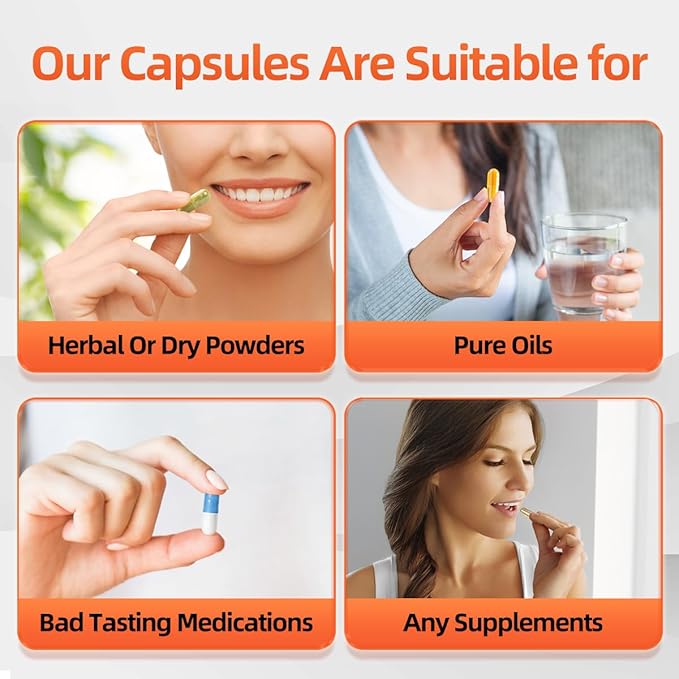 Size 0 Gel Capsules Empty, 500 Count Gelatin Empty Pill Capsules with 5 Micro Lab Spoons, Fillable Capsules for Powder, Pill Maker, Clear Capsules Empty