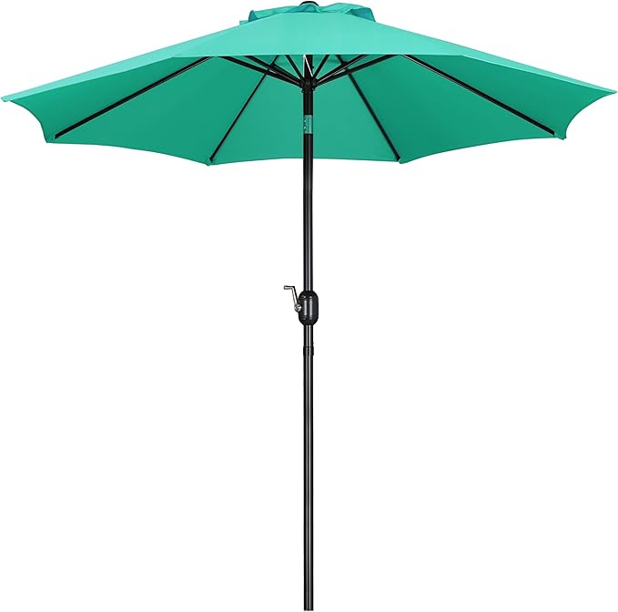 Yaheetech 9FT Patio Umbrella Outdoor Umbrella Patio Yard Market Table Umbrella with Push Button Tilt & Crank for Garden/Beach/Lawn/Deck/Backyard/Pool, 8 Ribs, Turquoise