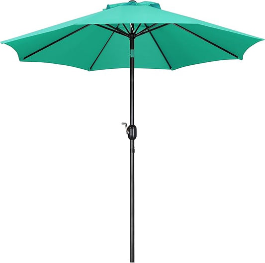 Yaheetech 9FT Patio Umbrella Outdoor Umbrella Patio Yard Market Table Umbrella with Push Button Tilt & Crank for Garden/Beach/Lawn/Deck/Backyard/Pool, 8 Ribs, Turquoise