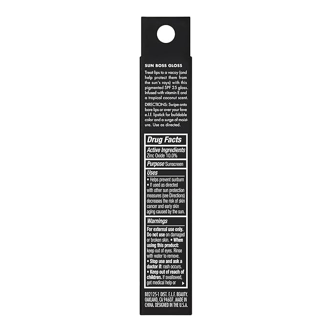 e.l.f. Sun Boss Gloss SPF 25, Pigmented Lip Gloss For A High-Shine Finish, Moisturizing & Conditioning Formula, Vegan & Cruelty-Free, Peachy Kween