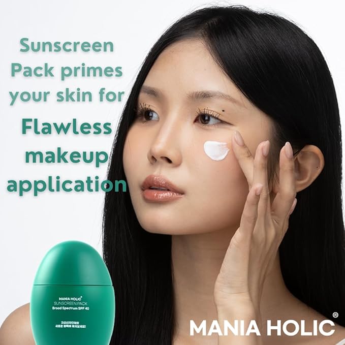 MANIA HOLIC Korean Sunscreen for Face SPF 40, No White Cast, Lightweight & Matte Finish, Makeup Primer, Non-Greasy Formula, Broad Spectrum UV Protection, Pore-Friendly, Korean Skincare,1.76 fl oz