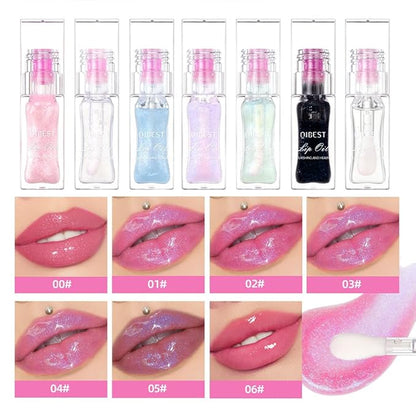 Hydrating Lip Gloss Transparent Lip Care,Magic Color Changing Moisturizing Lip Glow Oil Plumping Glimmer Glow Lipstick, Long Lasting Non-sticky Fresh Texture Lip Oil(Q2394-4#Change Color)