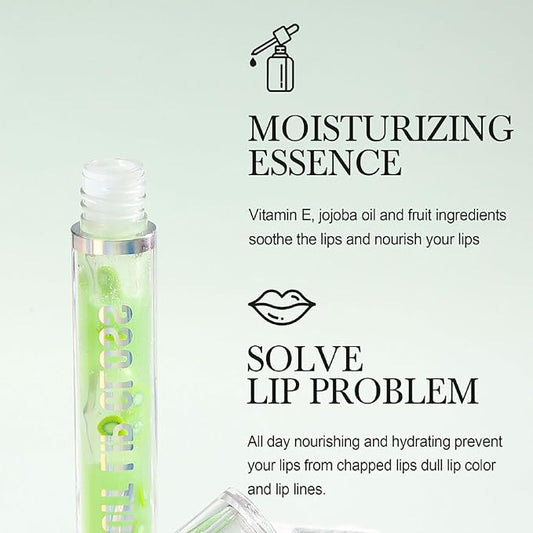6 Pcs Fruity Lip Oil, Hydrating Moisturizing Shiny Lip Glaze, No Sticky Hydrating Lip Gloss Tinted Lip Balm, Lightening Lip Lines, Anti-Dry Cracking Lip Gloss Strawberry Kiwi Cosmetics Lip Care
