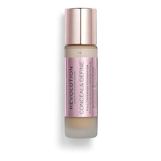 Makeup Revolution Conceal & Define Foundation, Cream Foundation Cruelty-Free, F8, 23ml