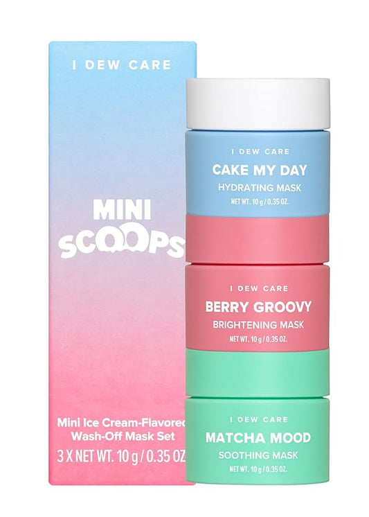 I DEW CARE Wash Off Face Mask Skin Care Set - Mini Scoops + Face Wash Headband - Tiger Headband Bundle