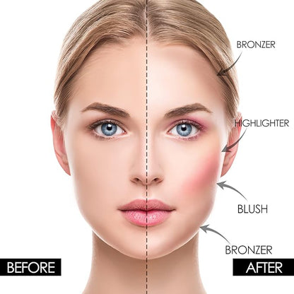 FOCALLURE Blush and Highlighter Palette,3 in 1 Contour Palette,Cruelty-Free Matte Bronzer Powder,Shimmer Illuminator Highlighters for a Glowing Look,#11
