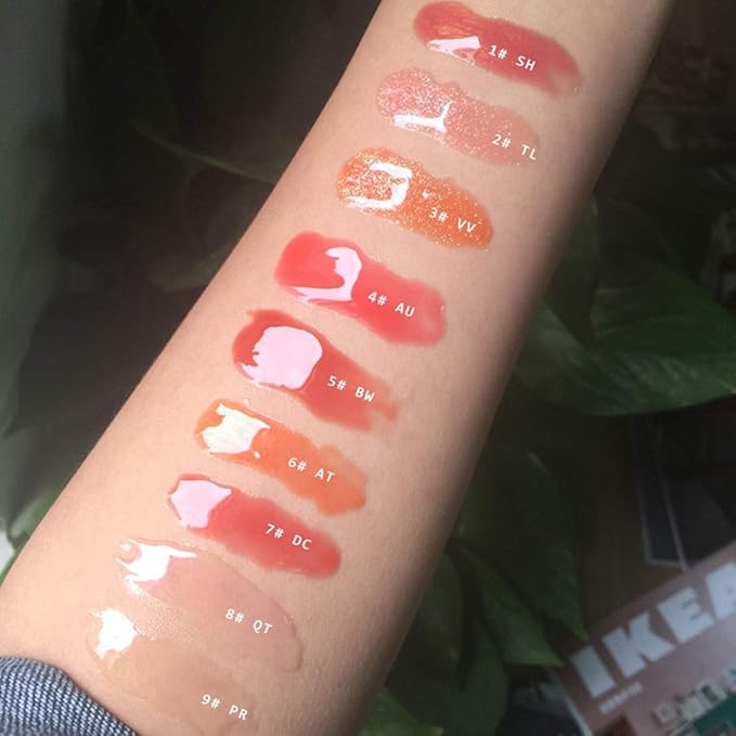 MAEPEOR Plumping Lipgloss 9 Colors Moisturizing Lip Plumper Shiny Jelly Lip Gloss Natural Liquid Lipstick for Women and Girls (High Shine, 07#Warm Rose)