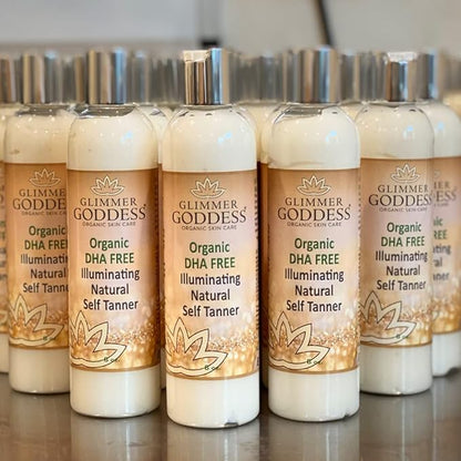 Glimmer Goddess Organic Self Tanner - DHA-Free Tanning Lotion, 8 oz
