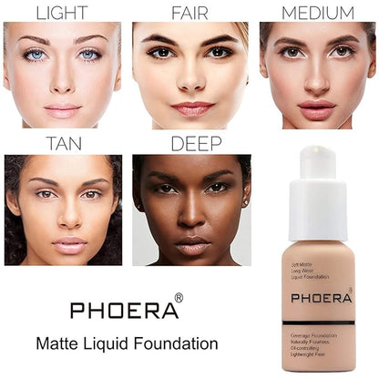 PHOERA Foundation, PHOERA Matte Liquid Foundation,PHOERA Makeup for Concealer (108-Tan*2) 30ml