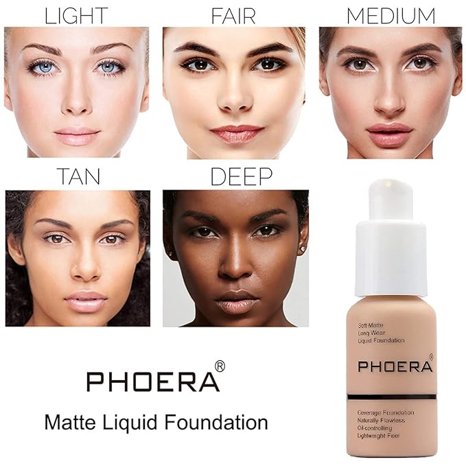 Hilareco PHOER Foundation, 2pcs- 101- Porcelain, Full Coverage Cruelty-Free, Vegan, 30ml