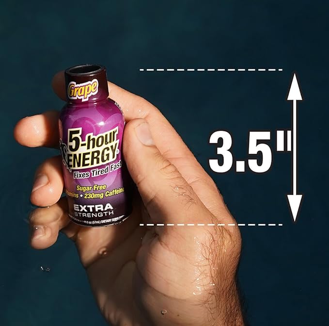 5-hour ENERGY Extra Strength Energy Shot, Grape Flavor, 1.93 oz., 30 Count, Zero Calories & Sugar-Free 230 mg Caffeinated Energy Shot, Amino Acids & B Vitamins, Dietary Supplements